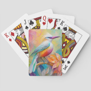 Pink Billed Red Breasted Fantasy Bird Playing Cards