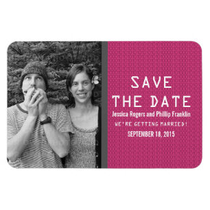 Pink Binary Code Photo Save the Date Magnet