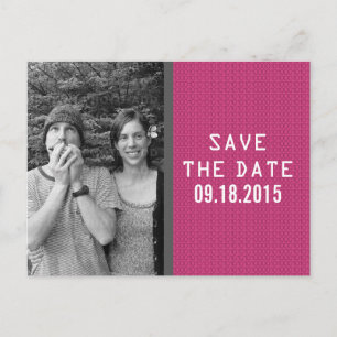 Pink Binary Code Photo Save the Date Postcard