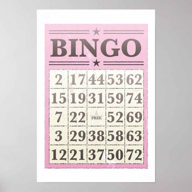 Pink Bingo Score Card Poster (Front)