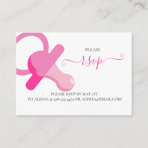 PINK BINKY, BABY SHOWER RSVP Enclosure Card