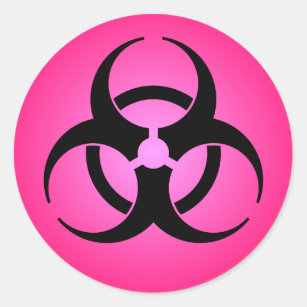 Pink Biohazard Symbol Classic Round Sticker