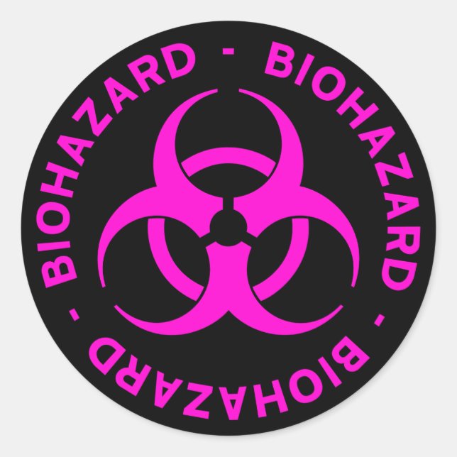 Pink Biohazard Symbol Classic Round Sticker (Front)