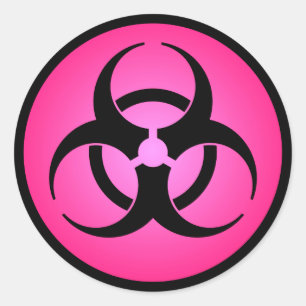 Pink Biohazard Symbol Classic Round Sticker