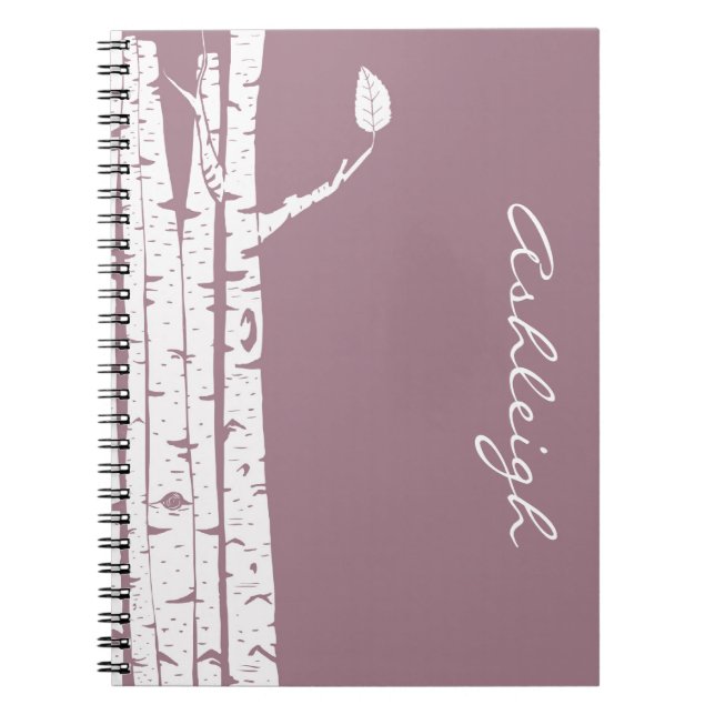 Pink Birch Trees Spiral Notebook (Front)
