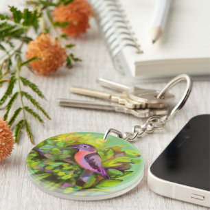 Pink bird Acrylic Keychain