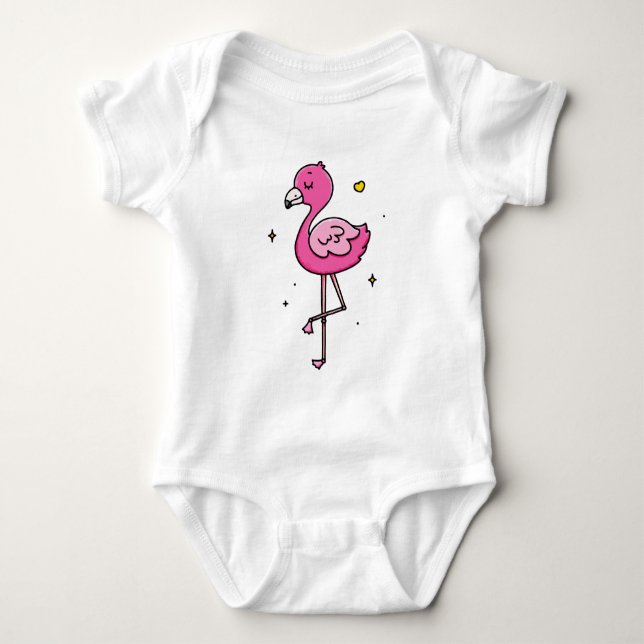 Pink bird baby bodysuit (Front)