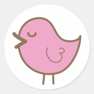 pink bird classic round sticker