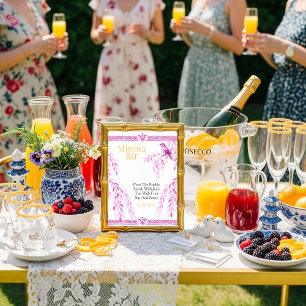 Pink bird elegant Mimosa Bar Sign Invitation