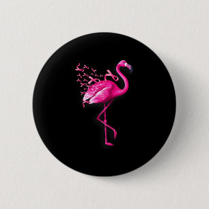 Pink bird flamingo breast cancer awareness  6 cm round badge