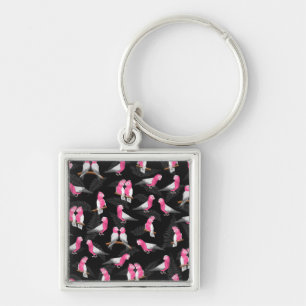 Pink bird galah cockatoo pattern key ring