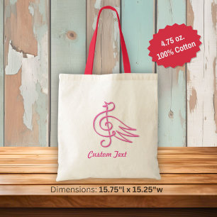 Pink bird music large tote bag