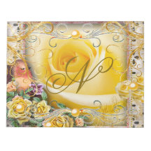 Pink Bird Yellow Rose Botanical Gold Pearl Journal