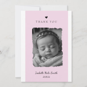 pink birth announcement card with photo