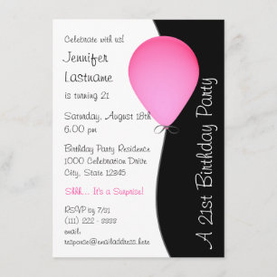 Pink Birthday Balloon Invitation