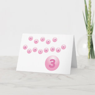 Pink Birthday Balls Age 3 Card