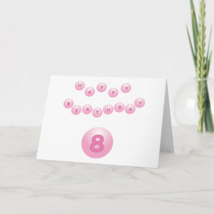 Pink Birthday Balls Age 8 Card
