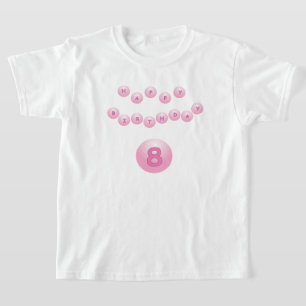 Pink Birthday Balls Age 8 T-Shirt