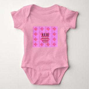 Pink Birthday Cake Art Print Baby Bodysuit