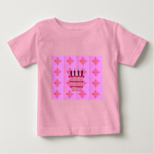 Pink Birthday Cake Art Print Baby T-Shirt