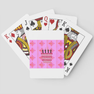 Pink Birthday Cake Art Print Playing Cards