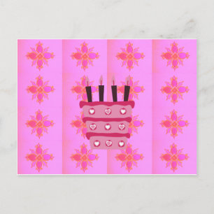 Pink Birthday Cake Art Print Postcard