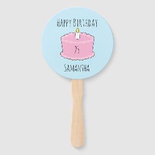 Pink birthday Cake Hand Fan