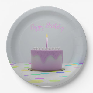 Pink Birthday Cake Paper Plate