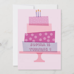 Pink Birthday Cake Party Invitation