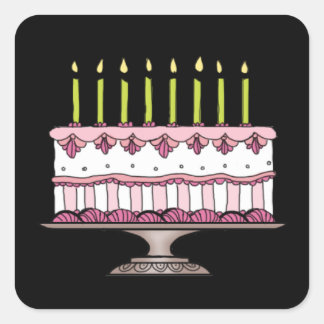 Pink Birthday Cake Sticker