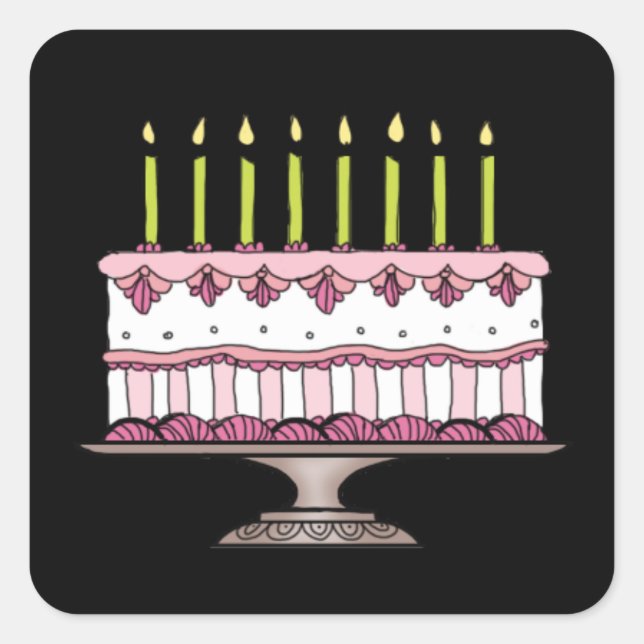 Pink Birthday Cake Sticker (Front)