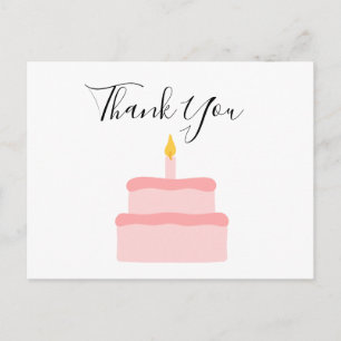 Pink Birthday Cake Thank You Postcard