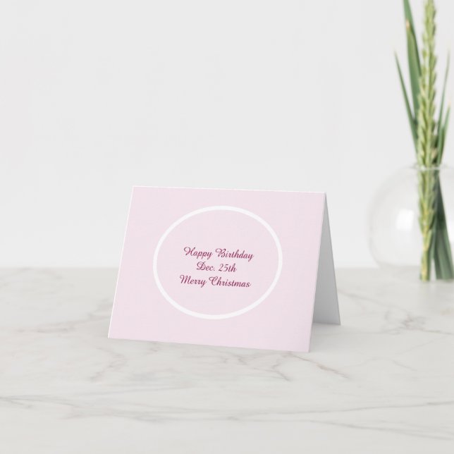 Pink Birthday Christmas  Card (Front)