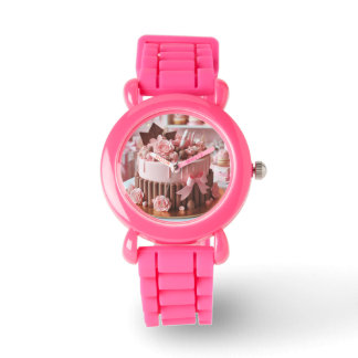Pink Birthday Clock Watch