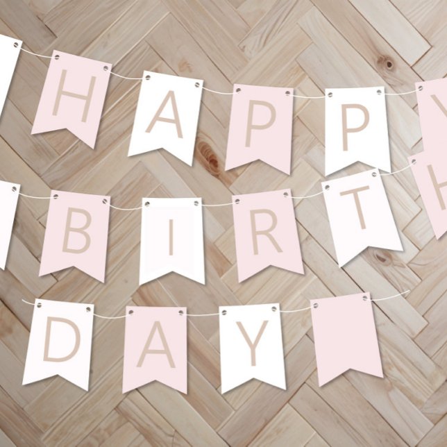 Pink Birthday Custom Party Bunting Banner (Creator Uploaded)