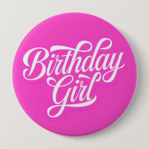 Pink Birthday Girl 10 Cm Round Badge