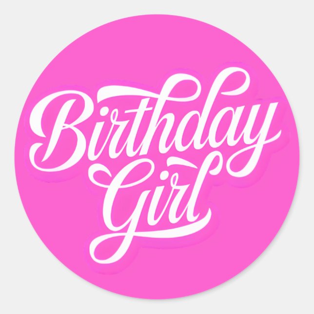 Pink Birthday Girl Classic Round Sticker (Front)