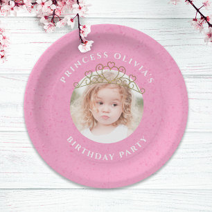Pink Birthday Girl Princess Custom  Paper Plate