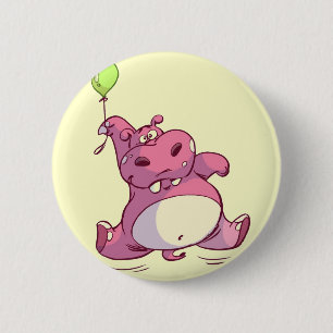 Pink Birthday Hippo Pin