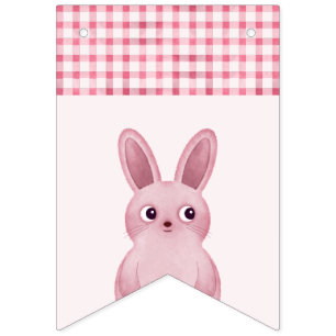 Pink birthday party for baby girls with bunny bunting