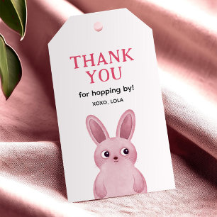 Pink birthday party for girls treat with bunny gift tags