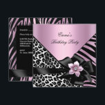 Pink Birthday Party Zebra Leopard Elegant Invitation<br><div class="desc">Birthday Party Zebra Leopard Pink Elegant Birthday Party Black Silver Bow Invite Birthday Party Elegant. Zizzago. 40th 50th 60th just change age and details. For girls. Zizzago Invitations. All Occasions Fabulous Elegant Events for Women, Girls, Party Invites for all ages, just customise to the age you want! com This Design...</div>