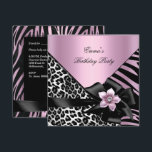Pink Birthday Party Zebra Leopard Elegant Invitation<br><div class="desc">Birthday Party Zebra Leopard Pink Elegant Birthday Party Black Silver Bow Invite Birthday Party Elegant. Zizzago. 40th 50th 60th just change age and details. For girls. Zizzago Invitations. All Occasions Fabulous Elegant Events for Women, Girls, Party Invites for all ages, just customise to the age you want! com This Design...</div>