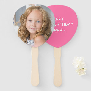 Pink Birthday Photo Custom Hand Fan