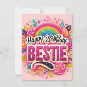 Pink Birthday Postcard for best friends