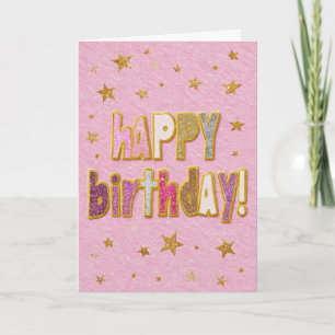 Pink Birthday Stars Card
