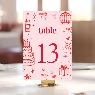 Pink Birthday Table Number Card Cheers to Thirty