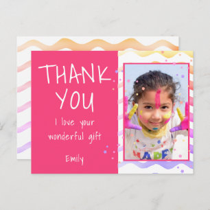 Pink Birthday Thank you Girl Photo Card