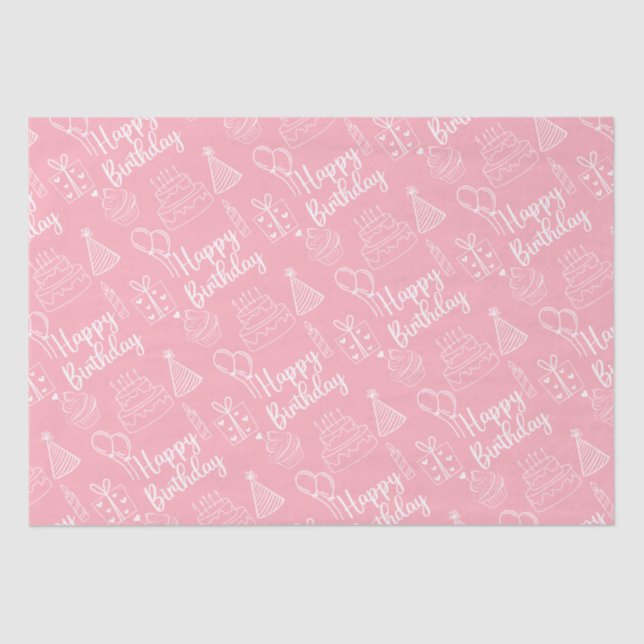 Pink Birthday Tissue Paper (Front)