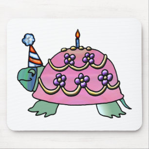 Pink Birthday Turtle Mouse Pad